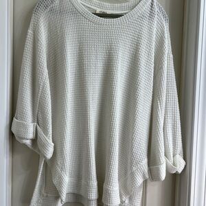 Umgee White Waffle Knit Top